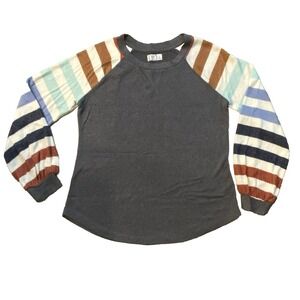 Maurices 24/7 Women's Knit Long Sleeve Medium Multicolored Striped Sleeves